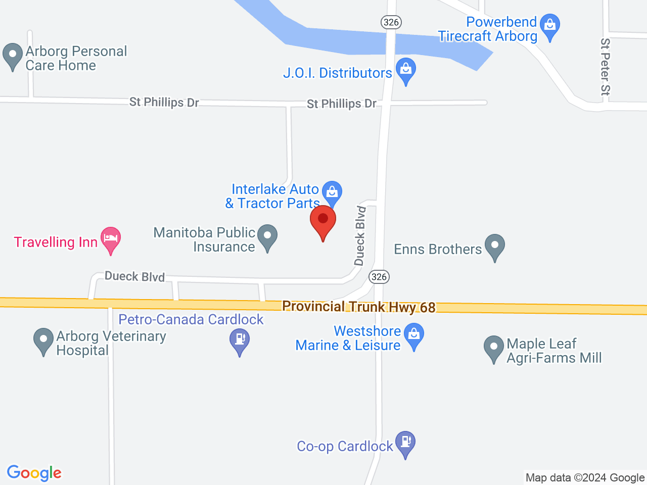 Street map for The Vault Cannabis, 145 Sunset Blvd, Arborg MB
