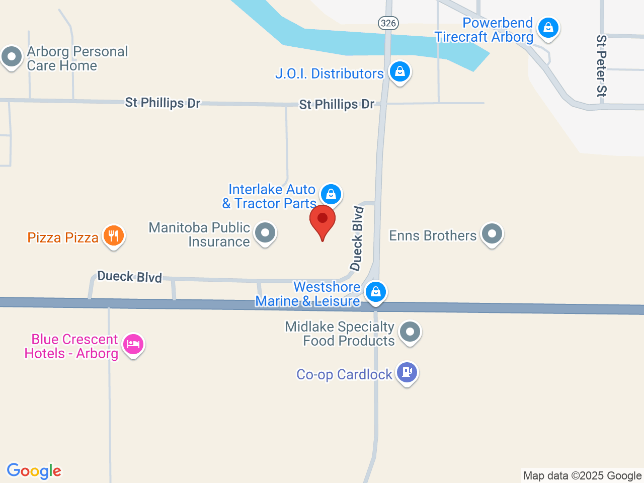 Street map for The Vault Cannabis, 145 Sunset Blvd, Arborg MB