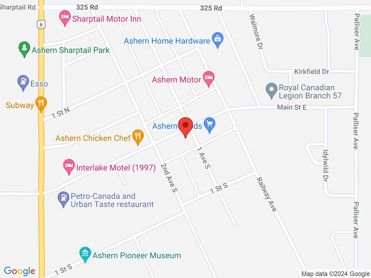 Street map for The Vault Cannabis, 20 Main St, Ashern MB