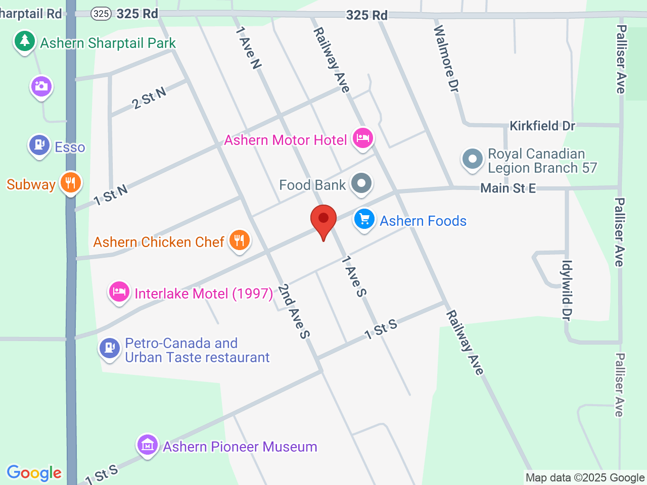 Street map for The Vault Cannabis, 20 Main St, Ashern MB