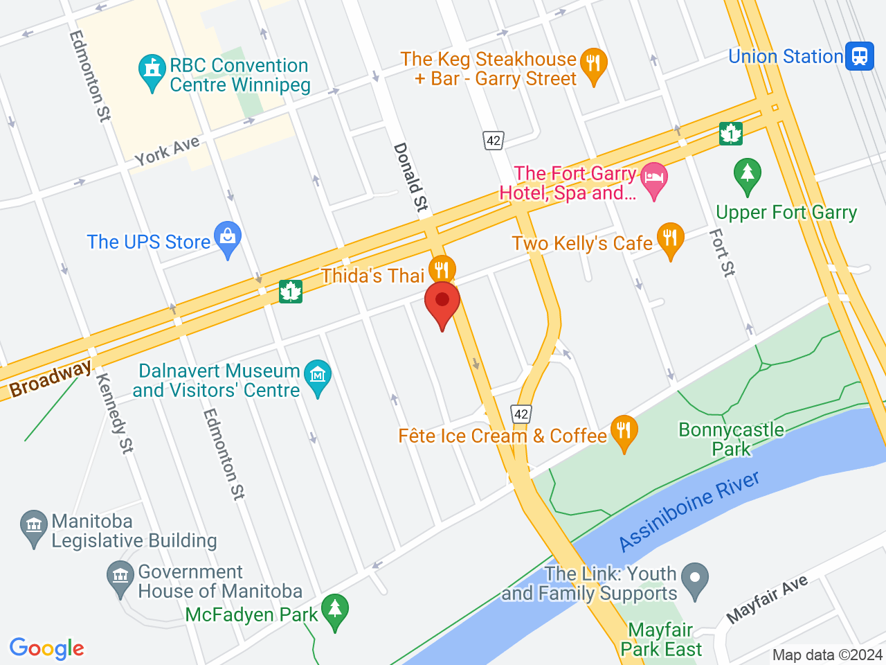 Street map for Wowkpow, 68 Donald St, Winnipeg MB