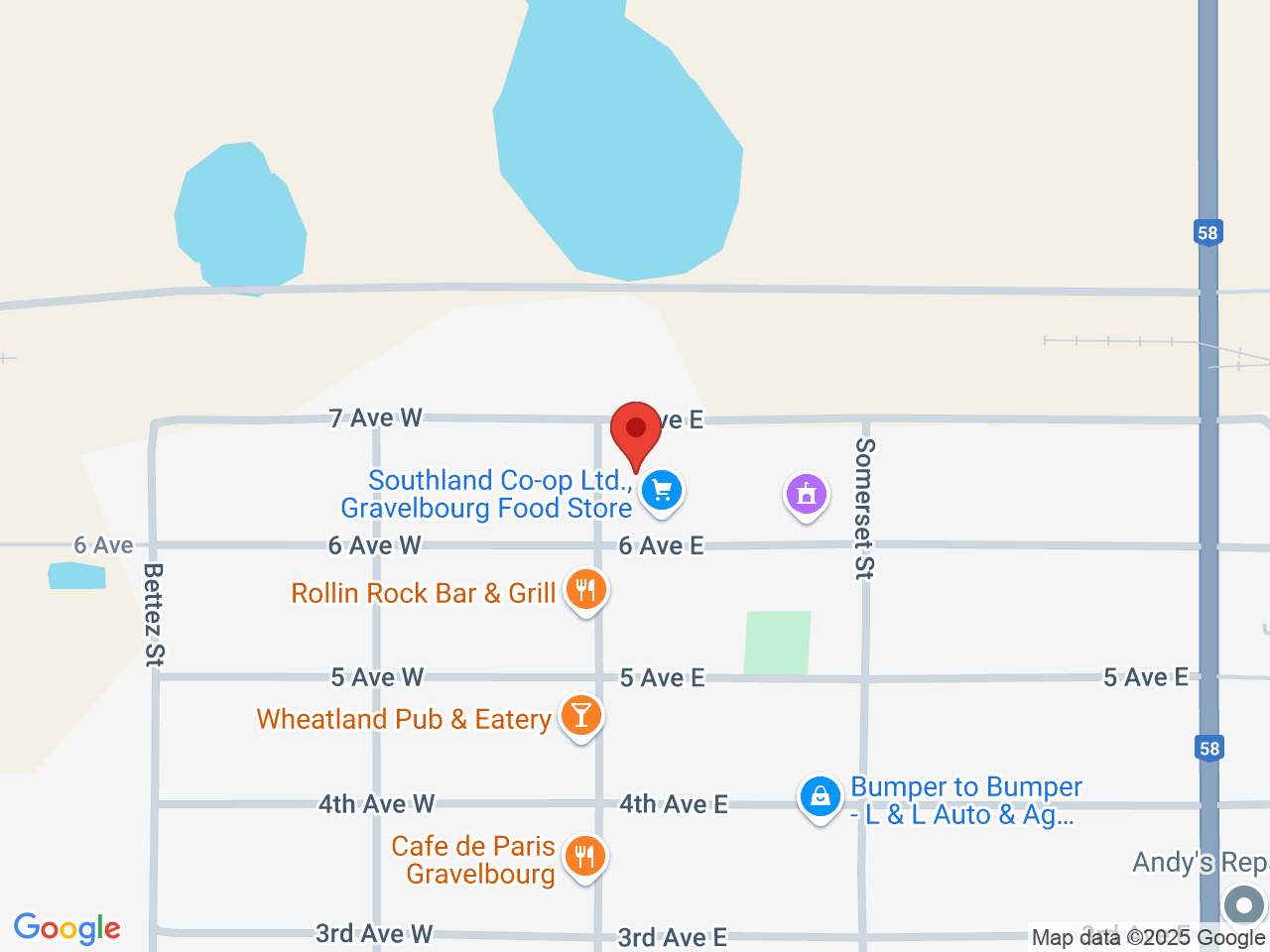 Street map for Cafe Mary Jane, 611 Main St, Gravelbourg SK