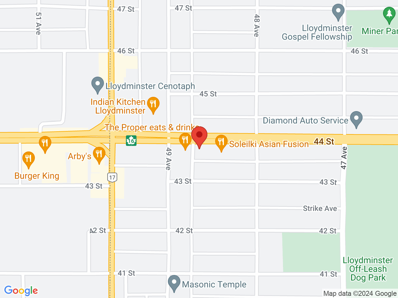Street map for Cost Cannabis, 4827 44th St, Lloydminster SK