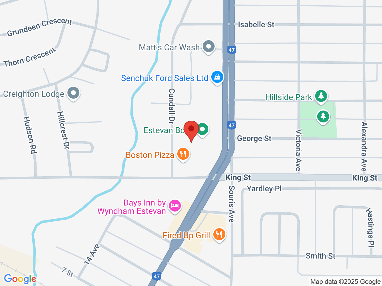 Street map for Fire & Flower Cannabis Co., 102 Souris Ave Unit 5, Estevan SK