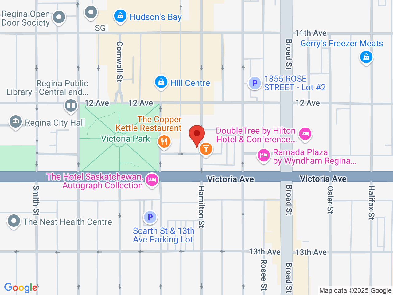 Street map for Green Dreams Cannabis Co, 1954 Hamilton St, Regina SK