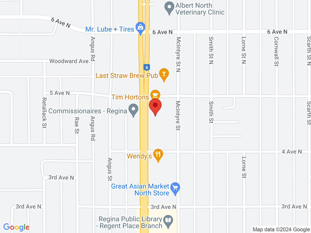 Street map for G's Cannabis Corp, 109A Albert St, Regina SK