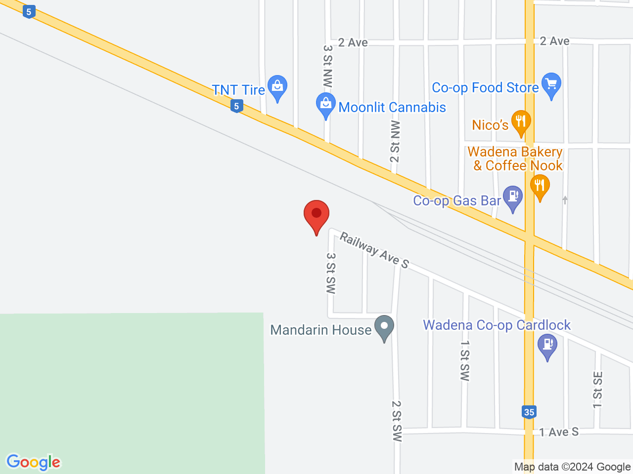 Street map for Moonlit Cannabis, 105 3rd St SW, Wadena SK