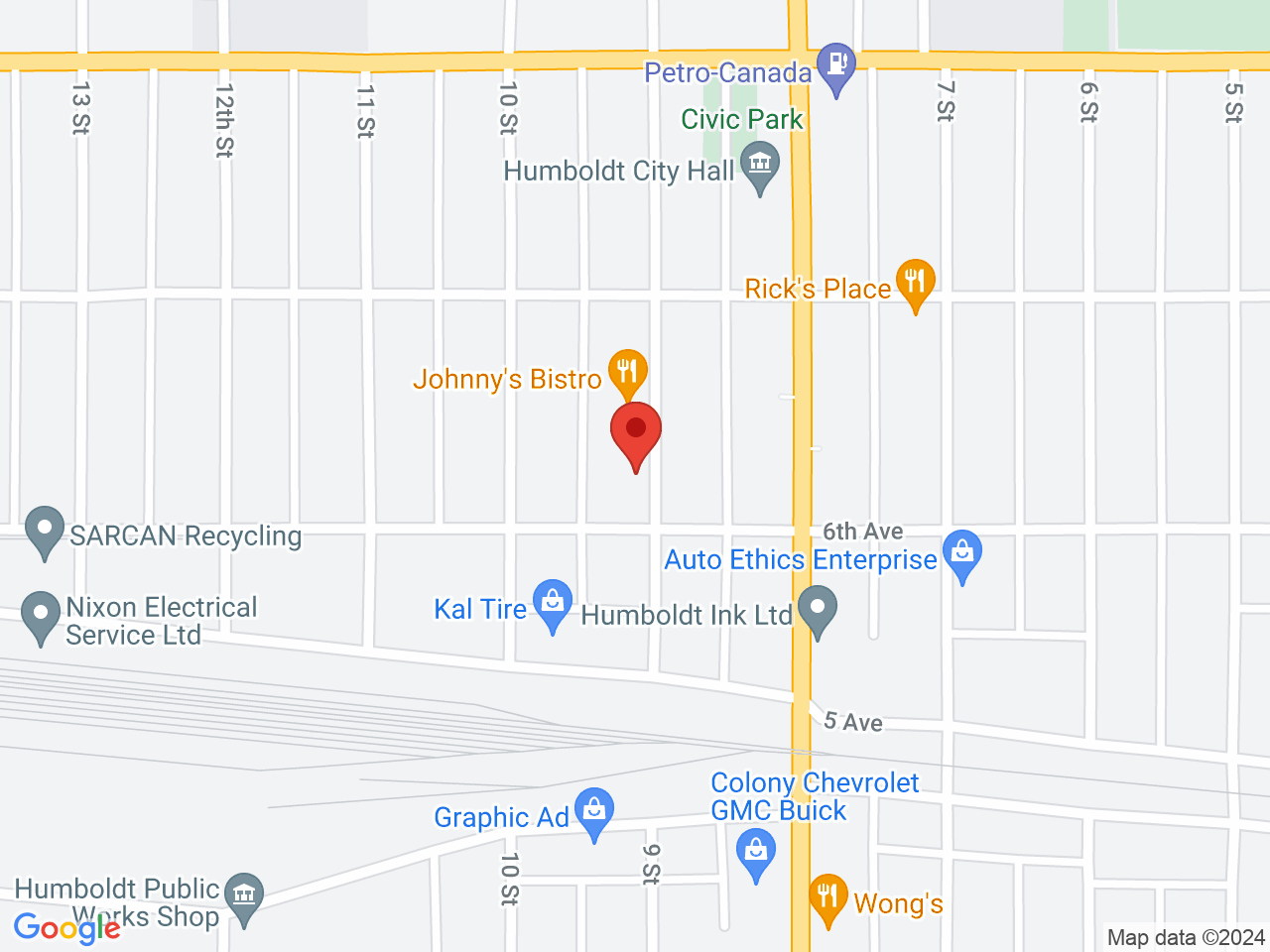 Street map for SaskaBuds Cannabis, 607 9th St, Humboldt SK