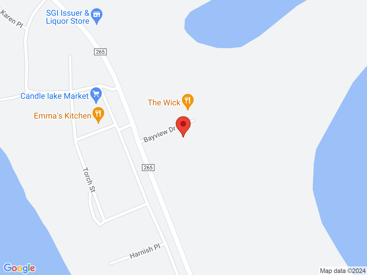 Street map for Sprucebuds Cannabis, 2 Bayview Dr, Candle Lake SK