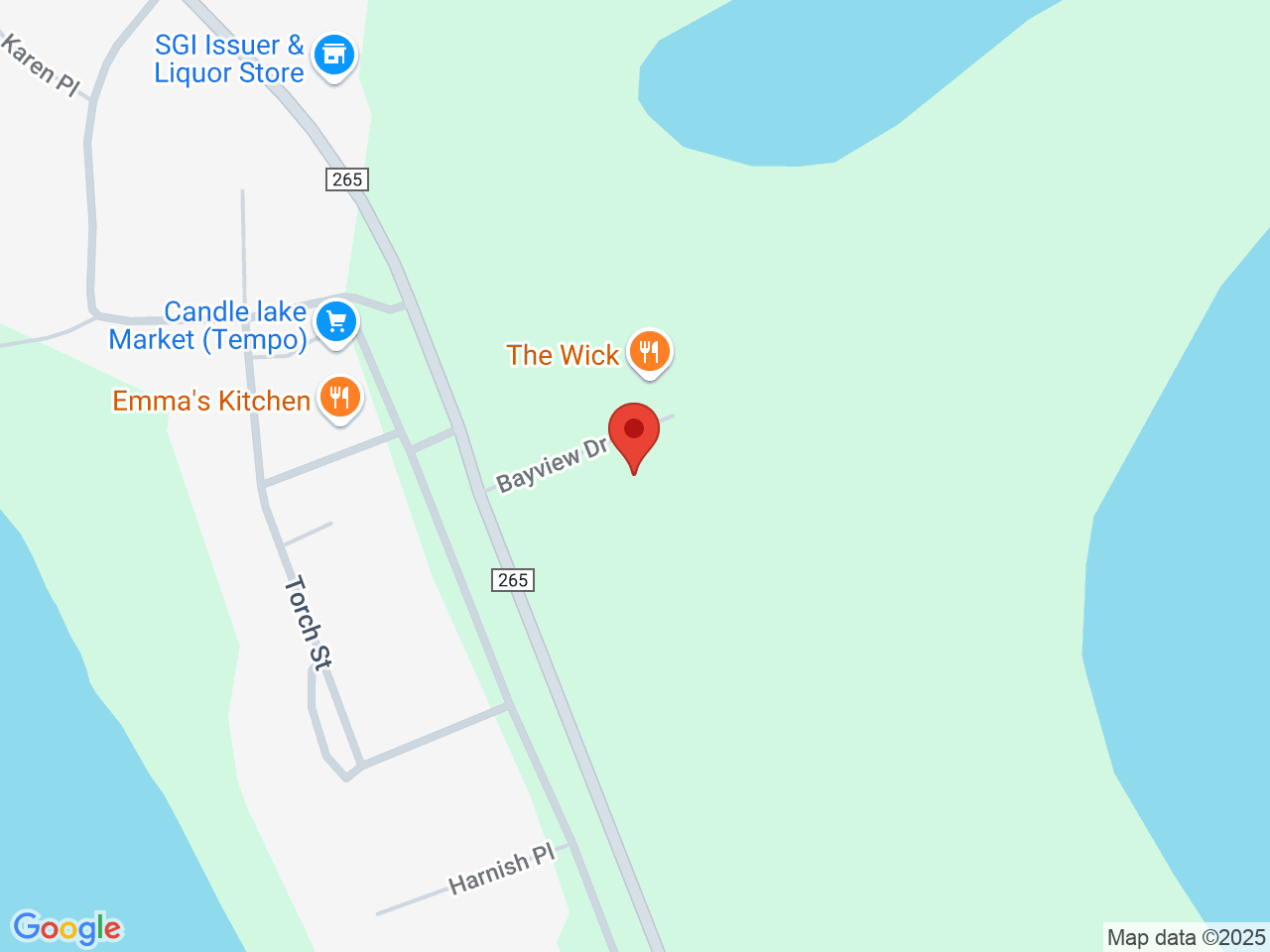 Street map for Sprucebuds Cannabis, 2 Bayview Dr, Candle Lake SK