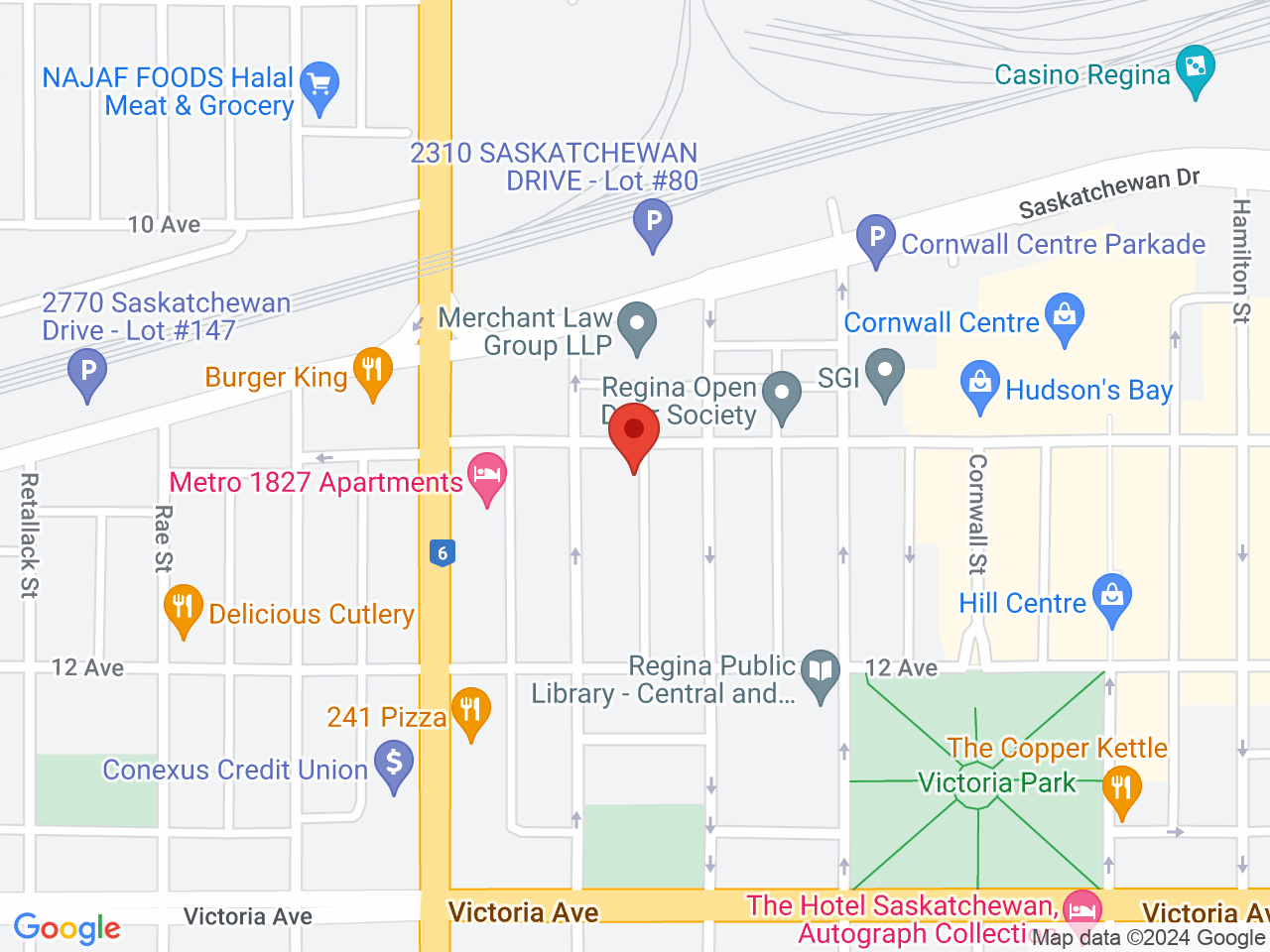 Street map for The Stash Spot Cannabis, 2425 11th Ave, Regina SK