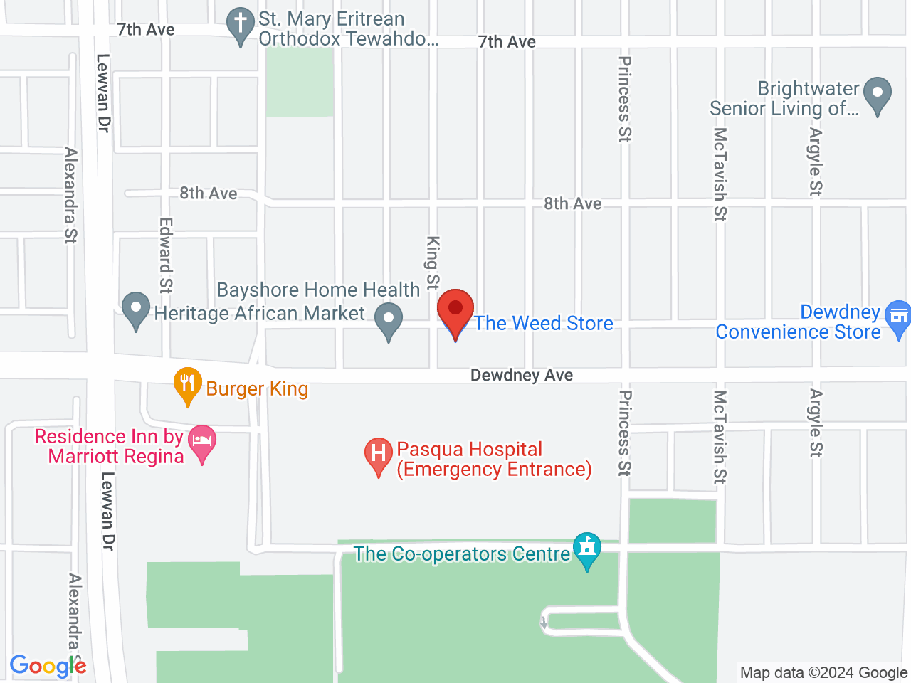 Street map for The Weed Store, 3934 Dewdney Ave Unit 102, Regina SK