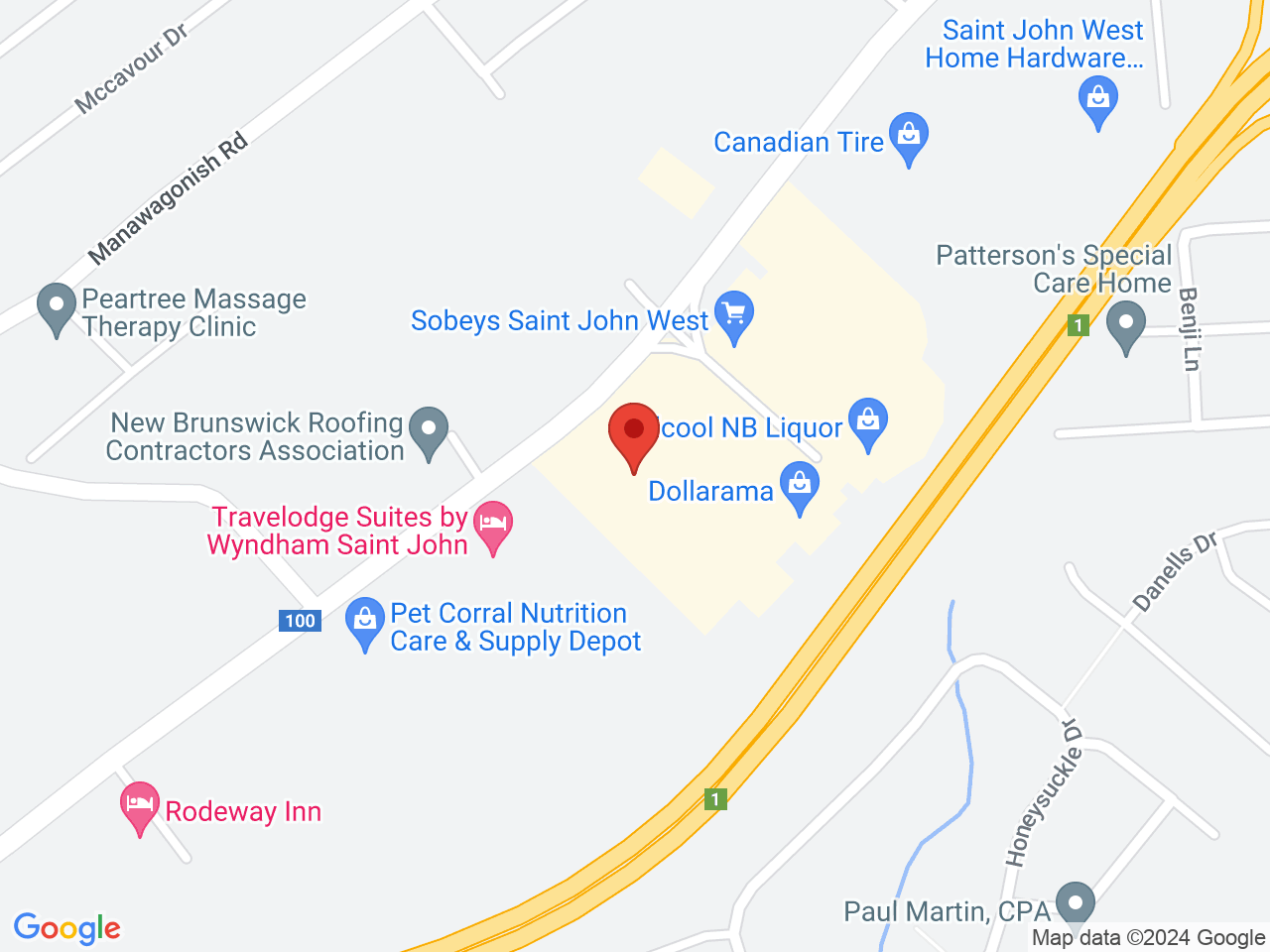 Street map for Cannabis NB Saint John, 20 Plaza Ave, Saint John NB