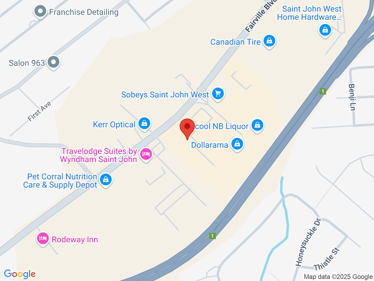 Street map for Cannabis NB Saint John, 20 Plaza Ave, Saint John NB