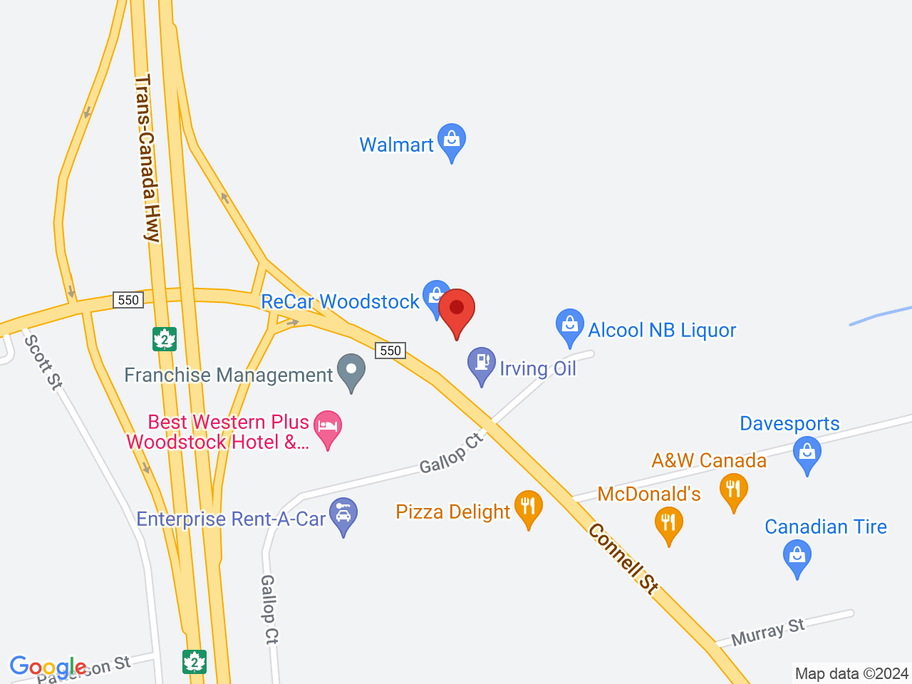 Street map for Cannabis NB Woodstock, 418 Connell St, Woodstock NB