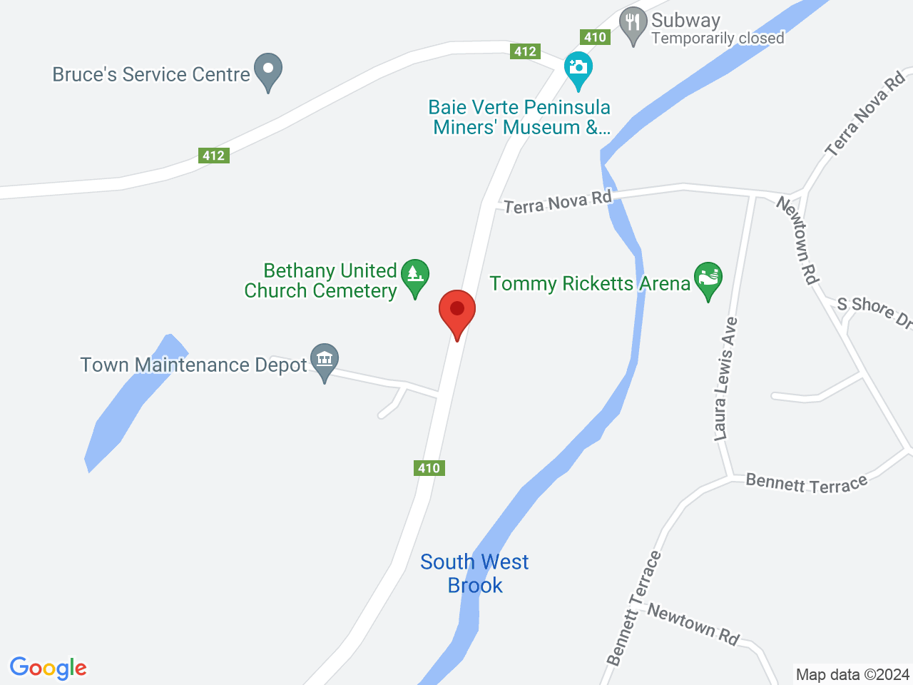 Street map for Copper Stop Ultramar, 232 Nl Route 410	, Baie Verte NL