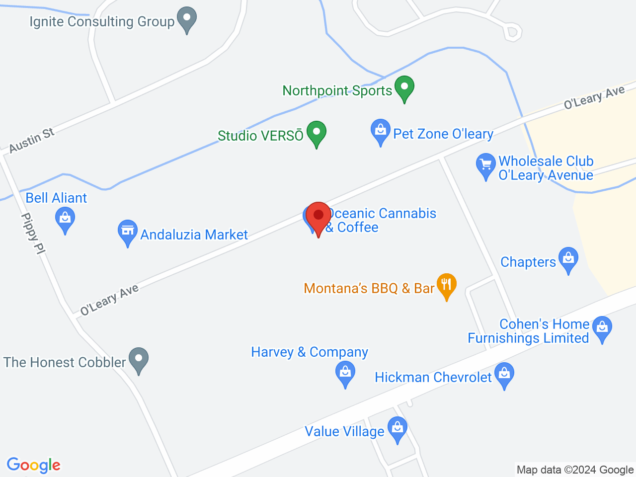 Street map for Oceanic Cannabis & Coffee, 63 O'Leary Ave, St John's NL