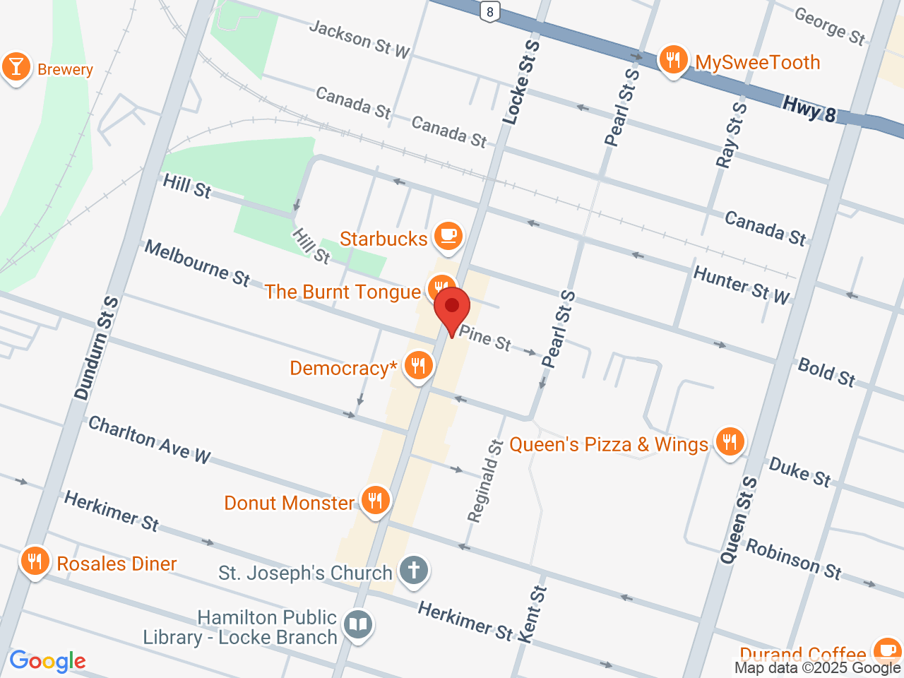 Street map for Kindling Cannabis, 35 Pine St, Hamilton ON
