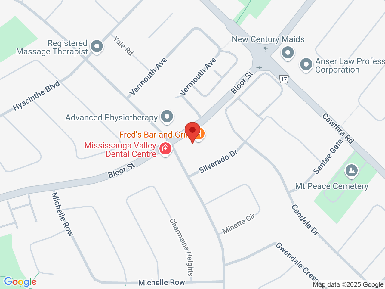 Street map for SilverLeaf Cannabis, 628 Bloor St, Mississauga ON