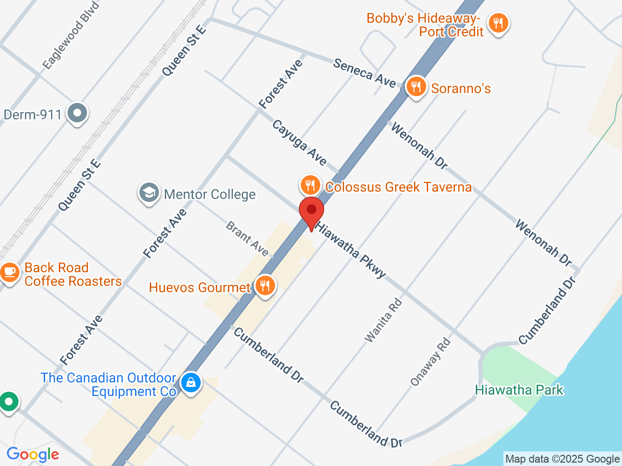 Street map for The Farmhouse Cannabis Co, 279 Lakeshore Rd E, Mississauga ON