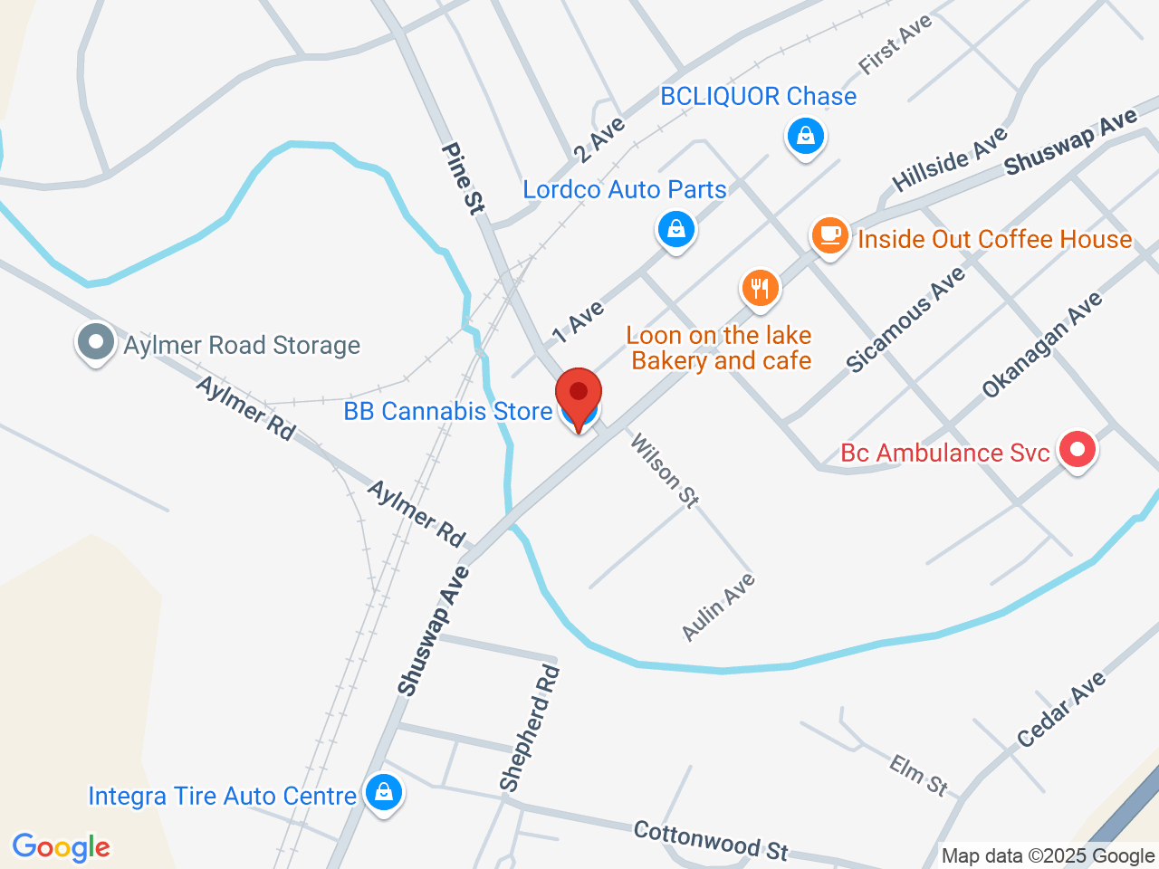 Street map for BB Cannabis, 560 Shuswap Ave, Chase BC
