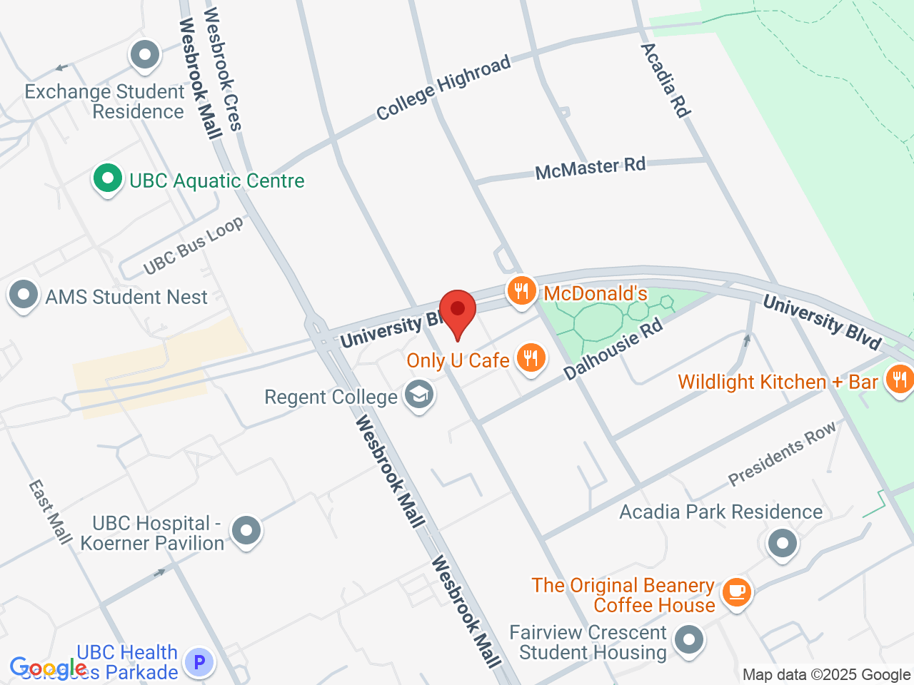 Street map for Burb Cannabis, 5784 University Blvd, Vancouver BC