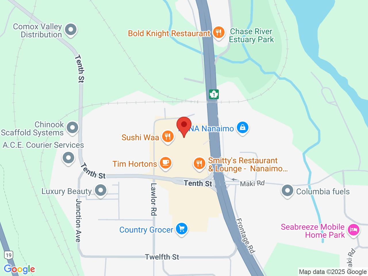 Street map for Inspired Cannabis Co., 50 Tenth St unit 114, Nanaimo BC