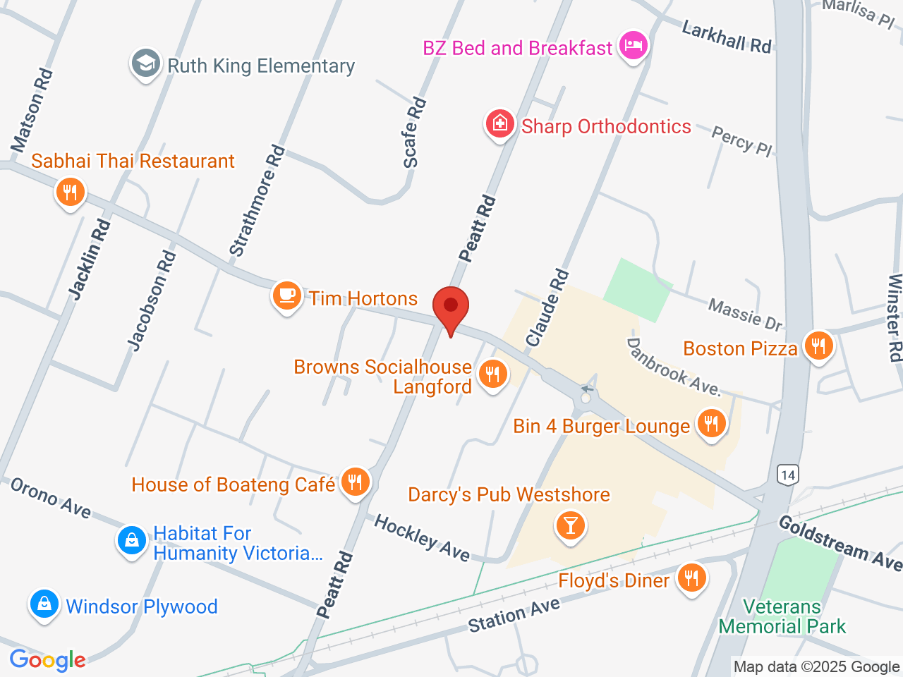 Street map for Opal Cannabis, 797 Goldstream Ave Unit 107, Victoria BC