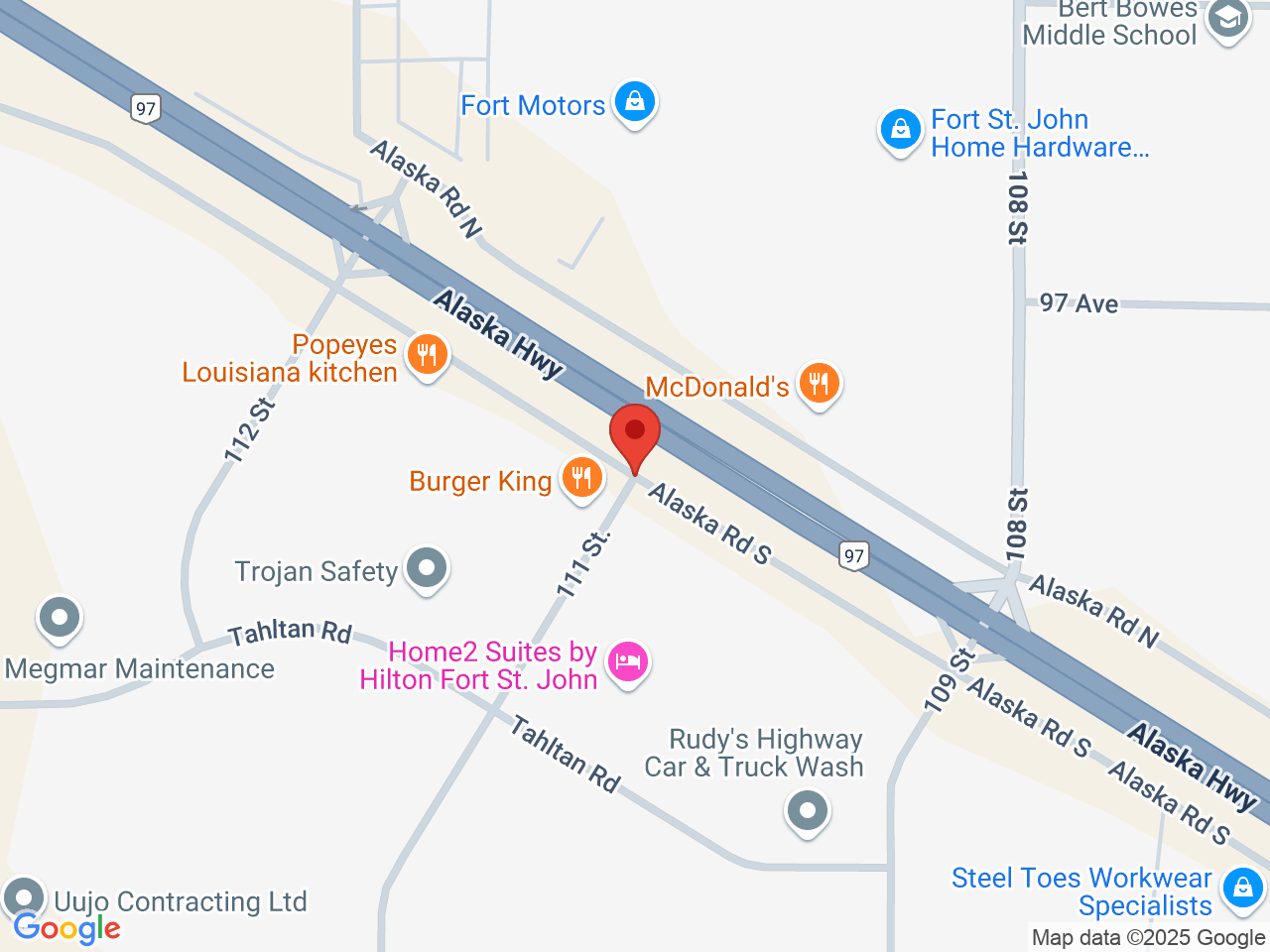 Street map for Portage Mountain Cannabis, 111 St, Fort St John BC