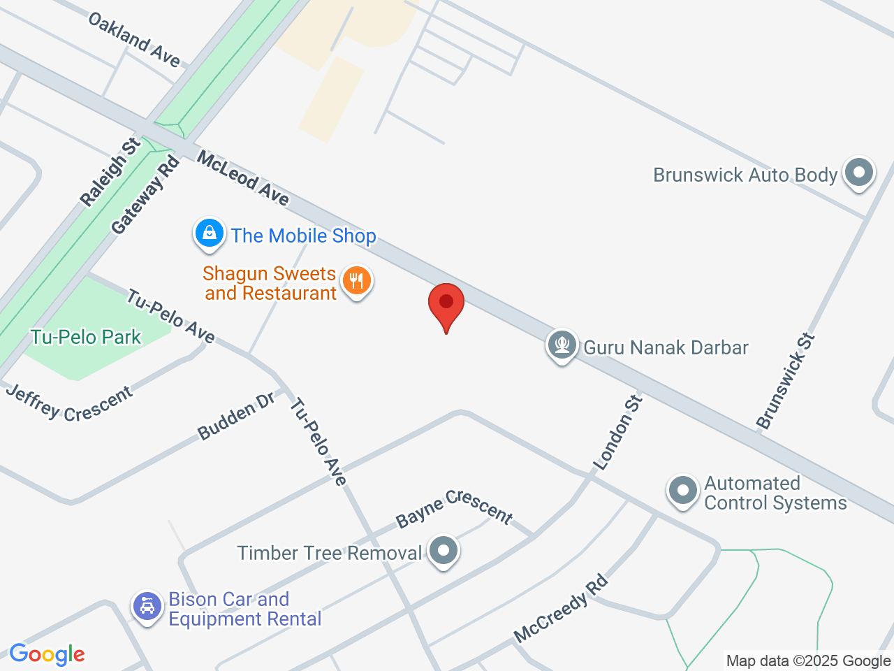 Street map for Budville Cannabis, 844 McLeod Ave, Winnipeg MB