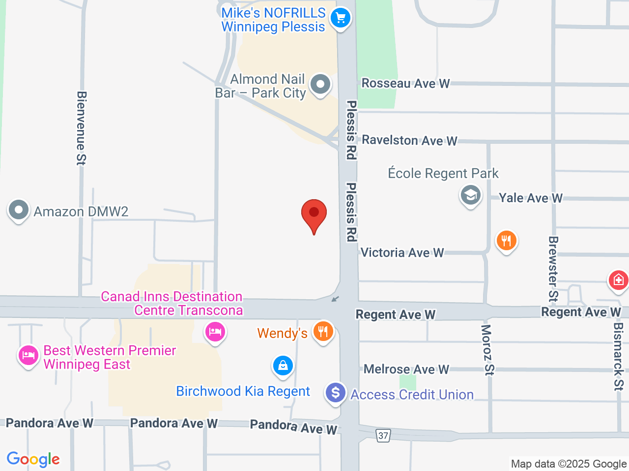 Street map for HashTag Smokes, 801 Regent Ave W #16, Winnipeg MB