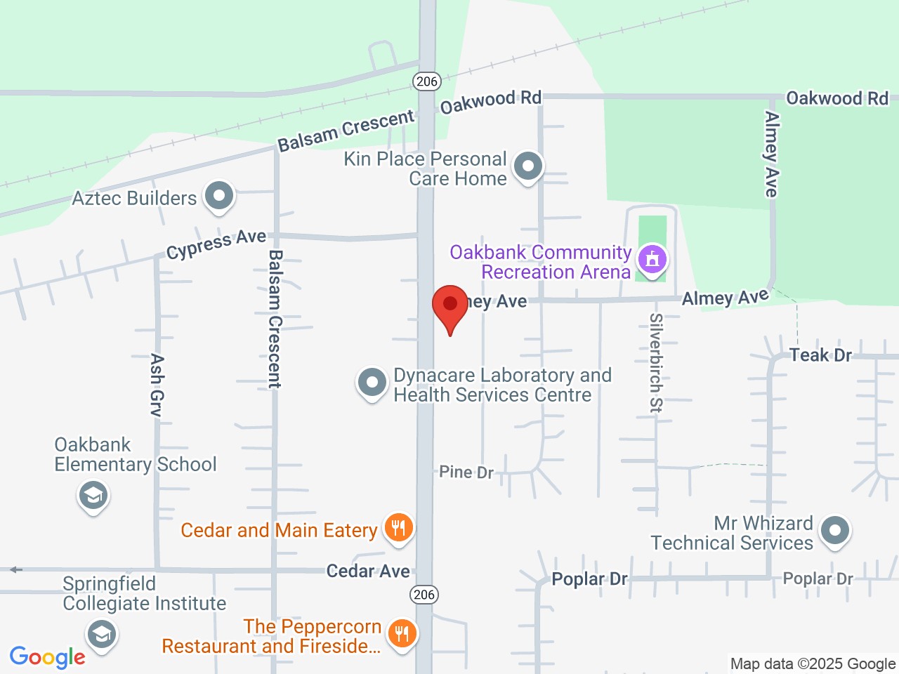 Street map for Essential Cannabis Co, 639 Main St, Oakbank MB