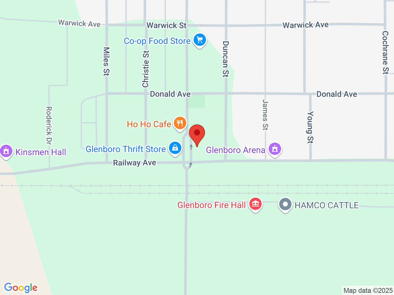 Street map for The Haze Co., 103 Broadway St, Glenboro MB