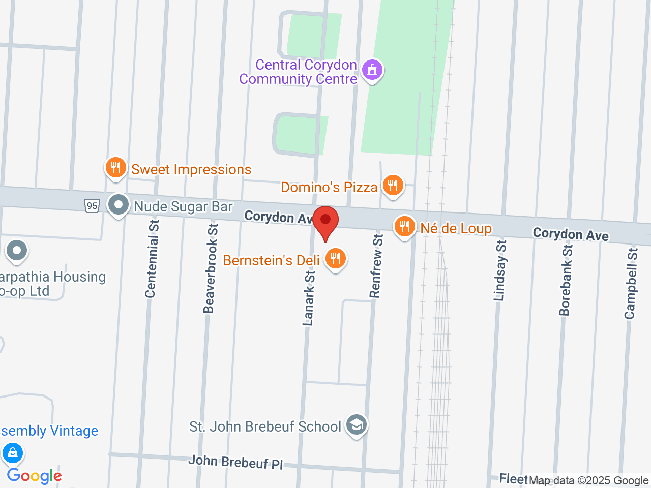 Street map for Wowkpow, 1700 Corydon Ave #17, Winnipeg MB