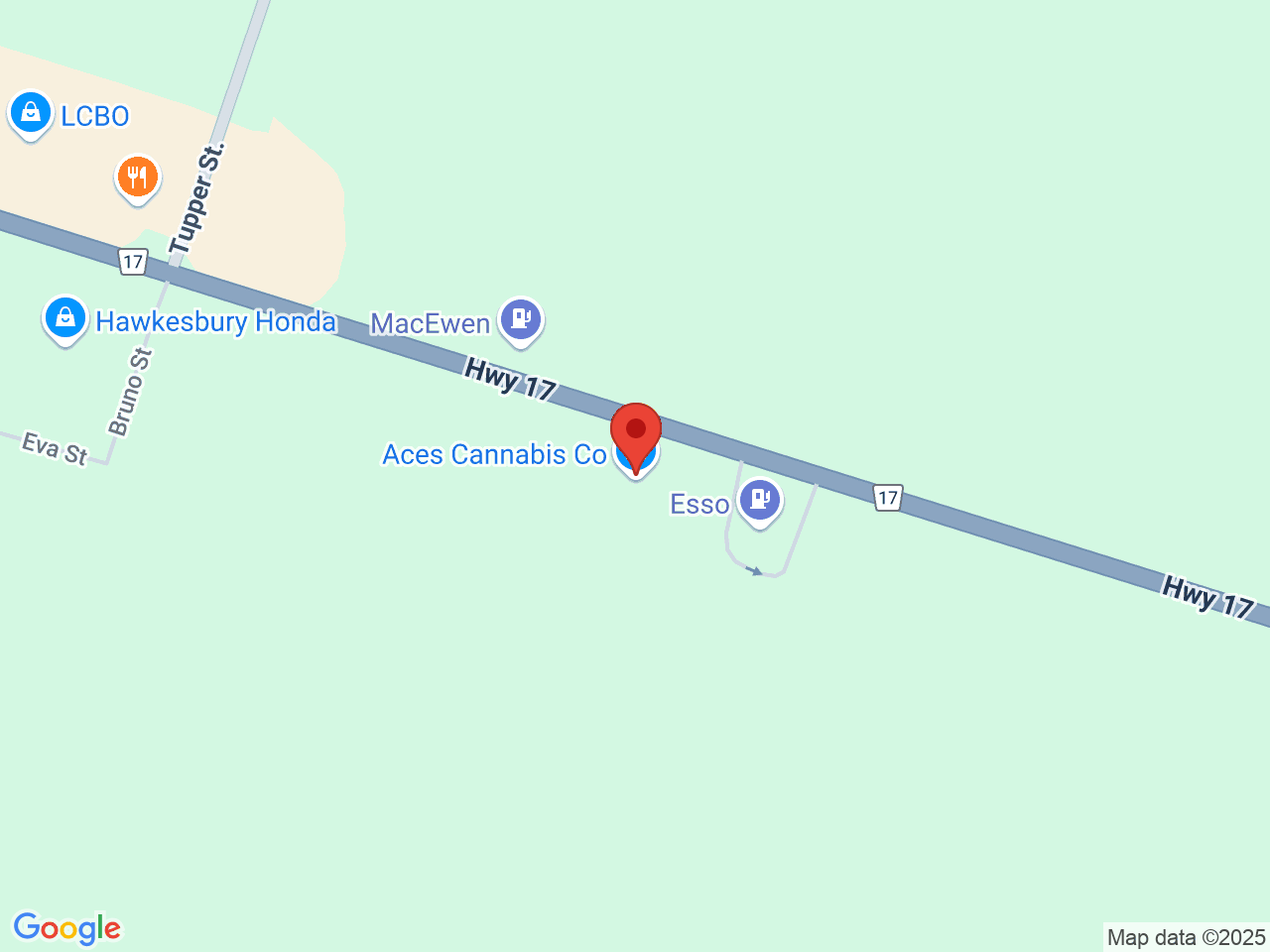 Street map for Aces Cannabis, 389 County Rd 17, Hawkesbury ON