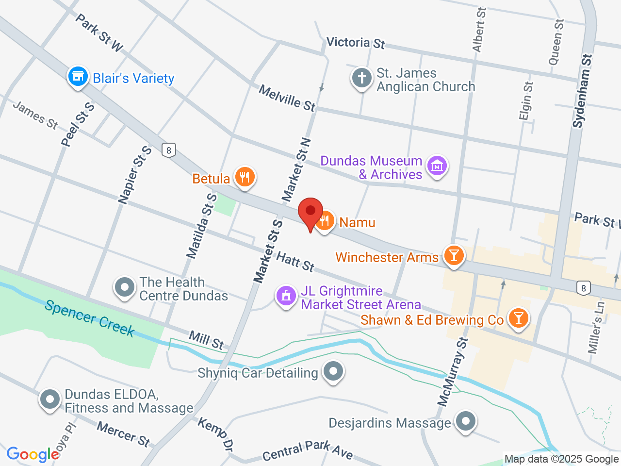 Street map for Blair's Cannabis, 194 King St W, Dundas ON