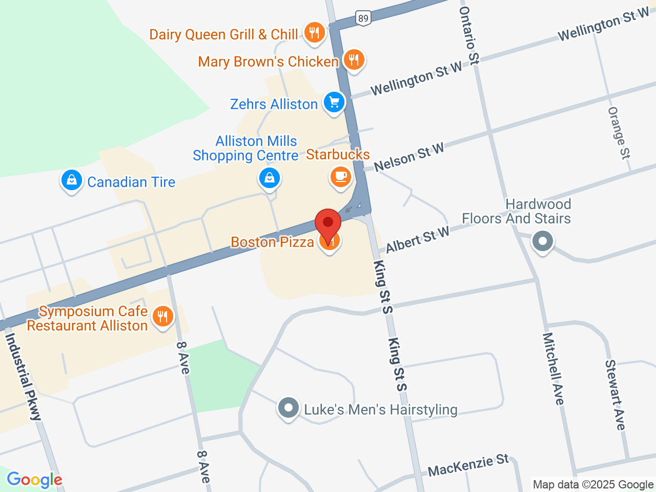 Street map for Buds 4 Less, 23 Young St, Alliston ON