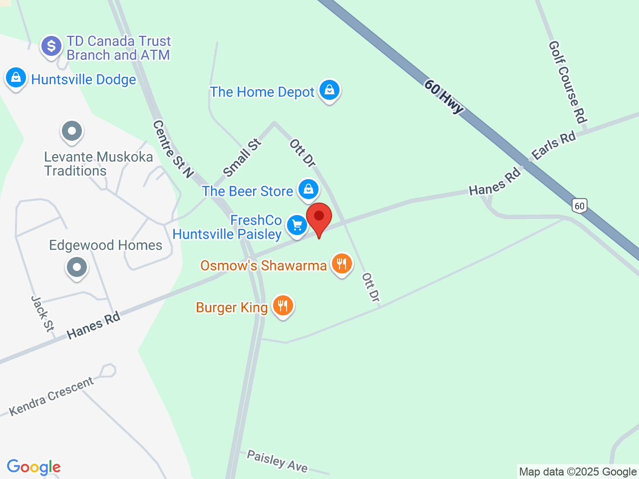Street map for Canna Cabana, 17 Hanes Rd, Huntsville ON