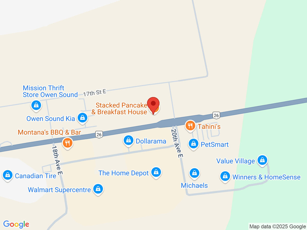 Street map for Canna Cabana, 1660 20th Ave E, Owen Sound ON