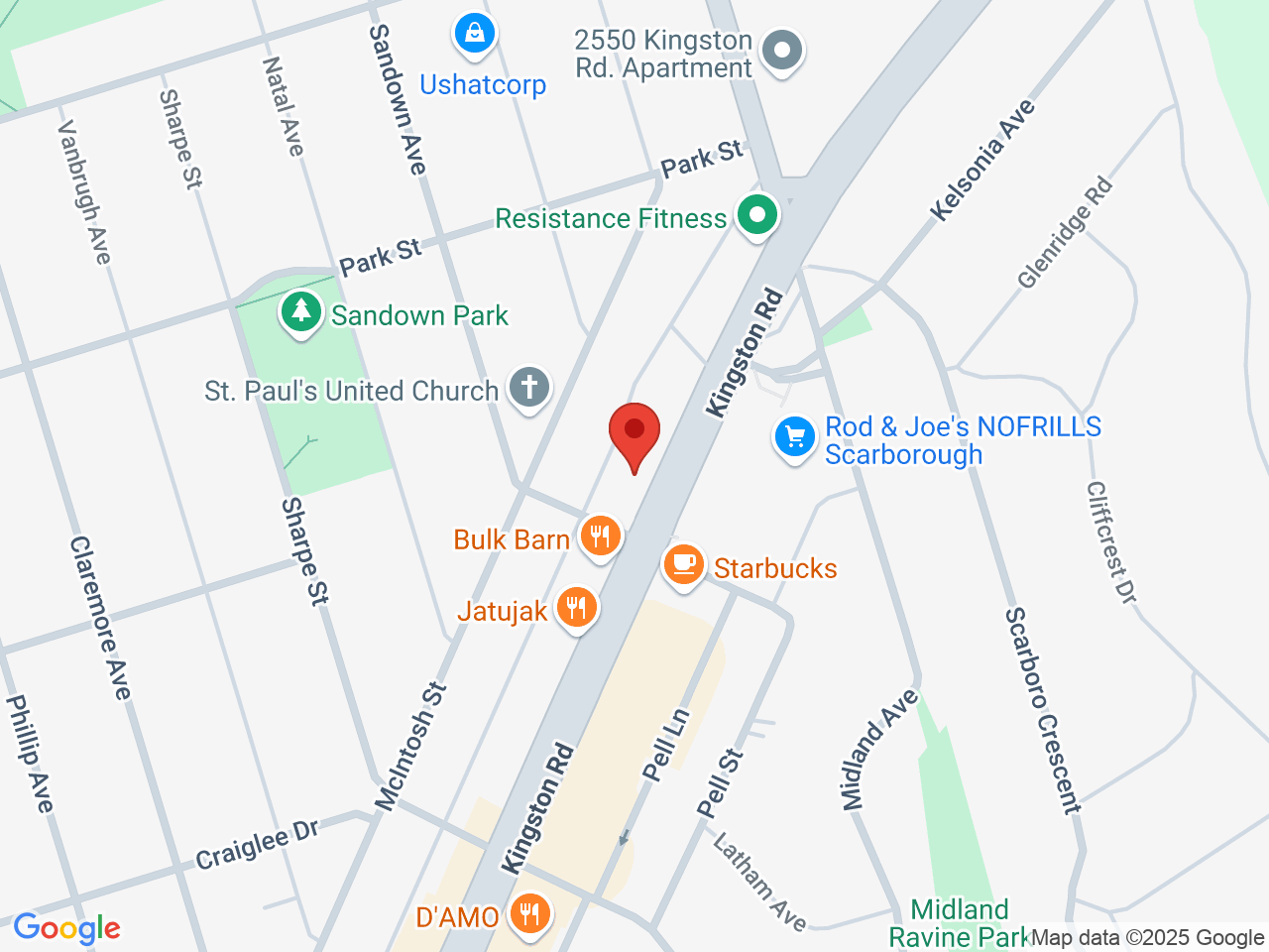 Street map for Cannabis Hut, 2434 Kingston Rd, Scarborough ON
