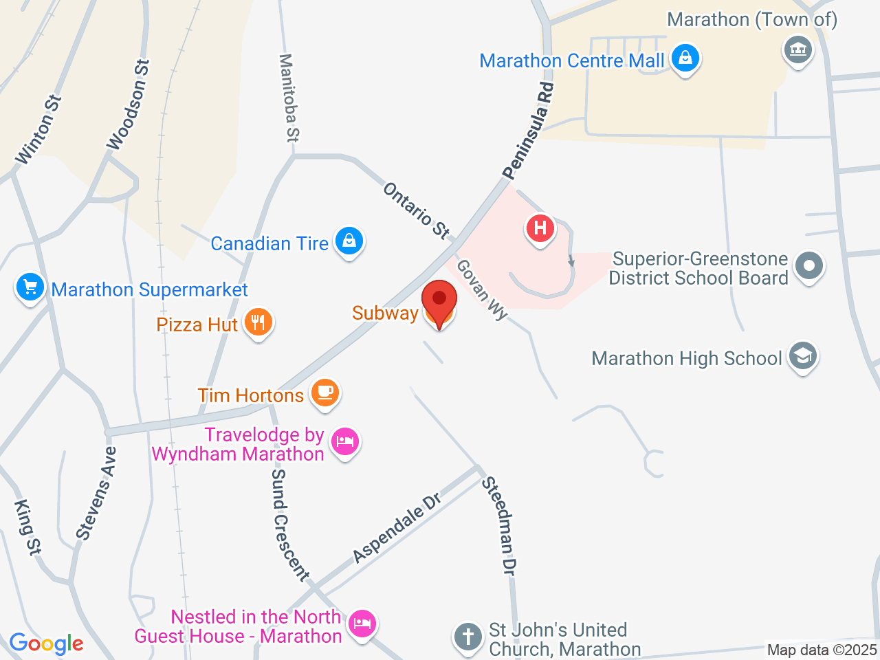 Street map for Cost Cannabis, 20 Peninsula Rd, Marathon ON