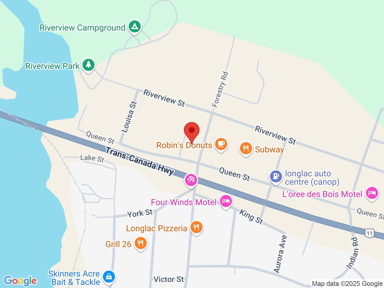 Street map for Evergreen Leaf, 122 Queen St, Longlac ON