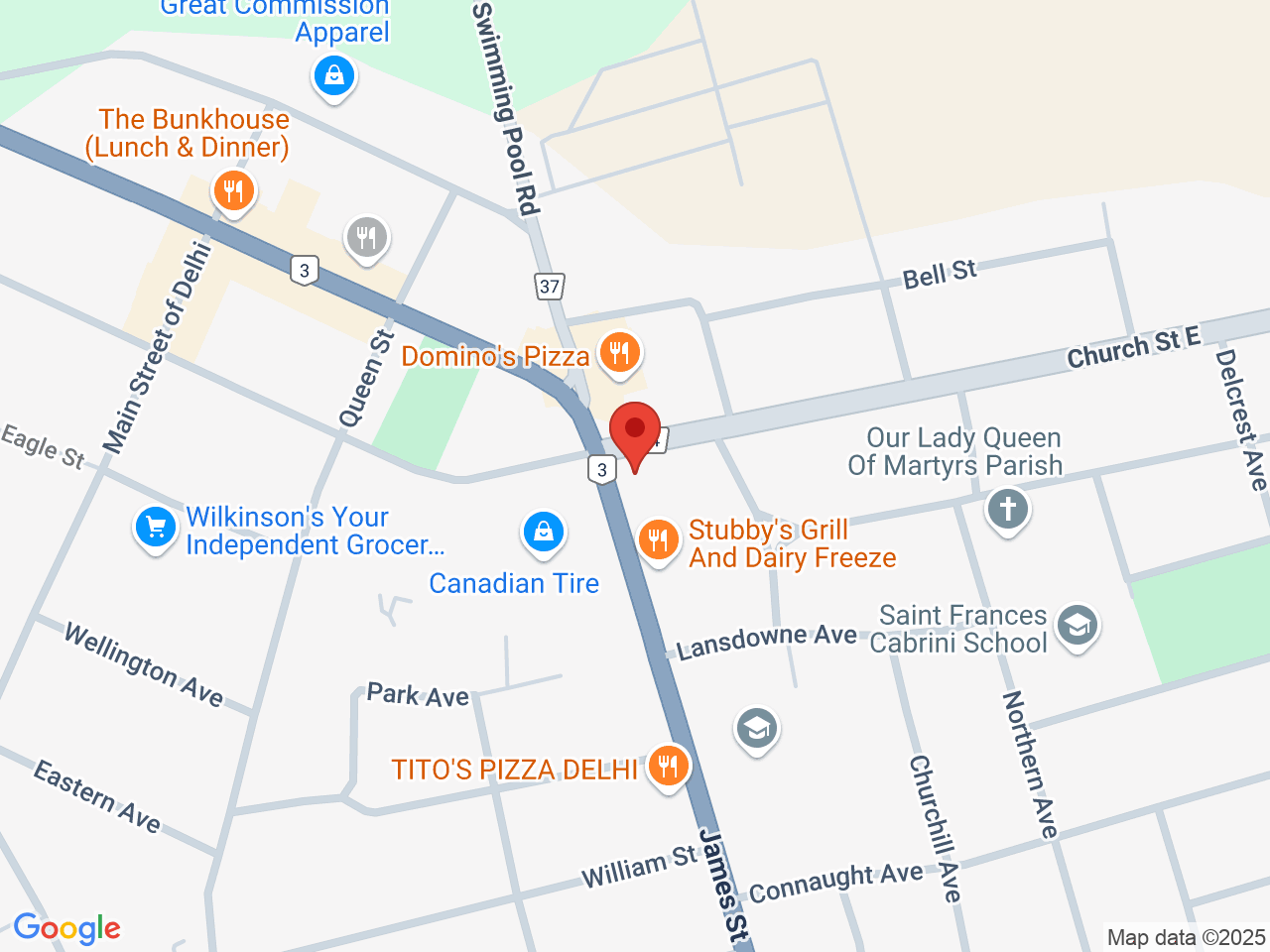 Street map for Highlife Cannabis, 289 James St unit 2, Delhi ON