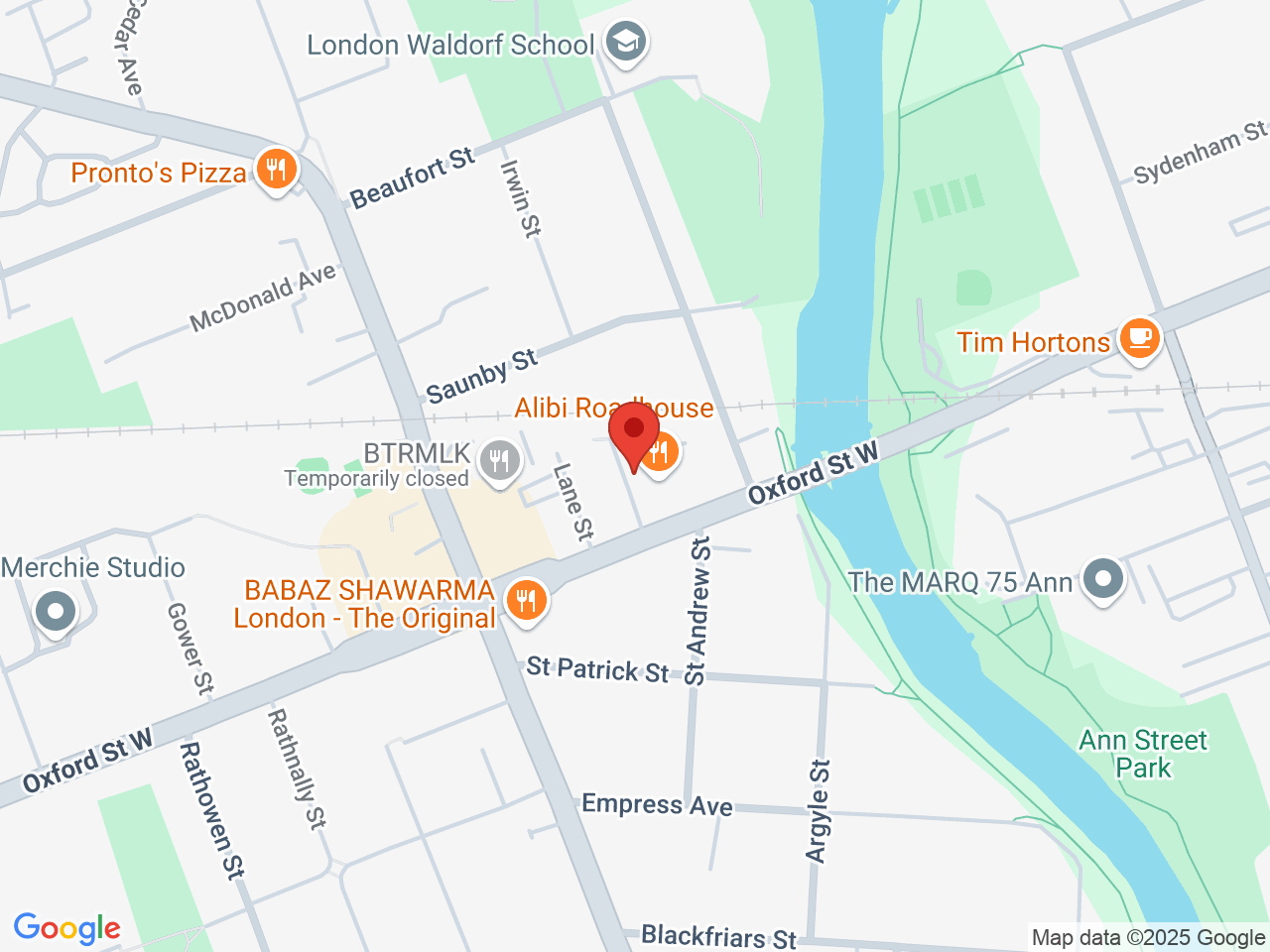 Street map for Holy Cannabis, 25 Oxford St W unit 109, London ON
