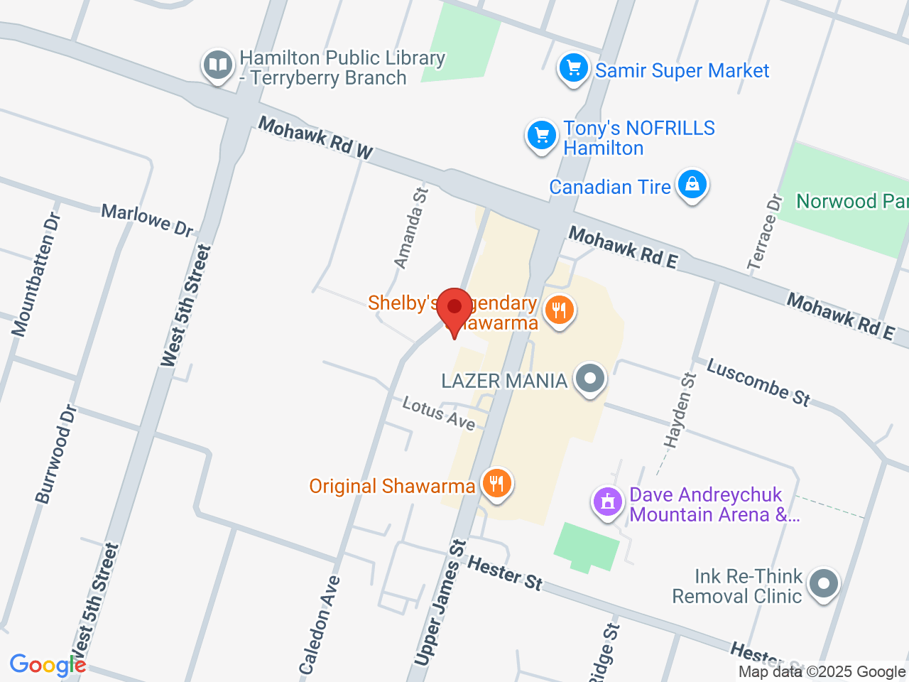 Street map for Neku Cannabis, 858 Upper James St, Hamilton ON