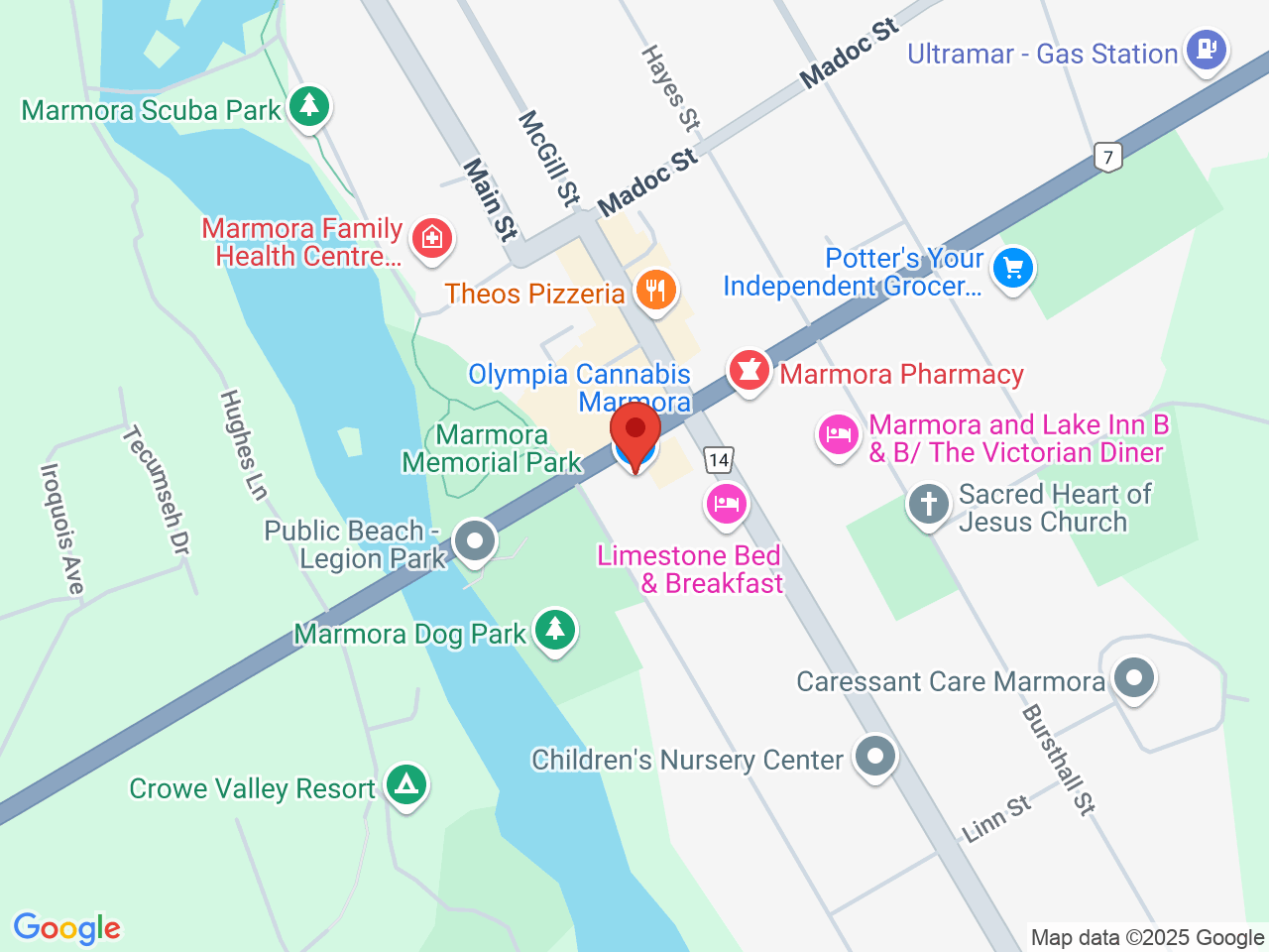 Street map for Olympia Cannabis, 16 Matthew St, Marmora ON