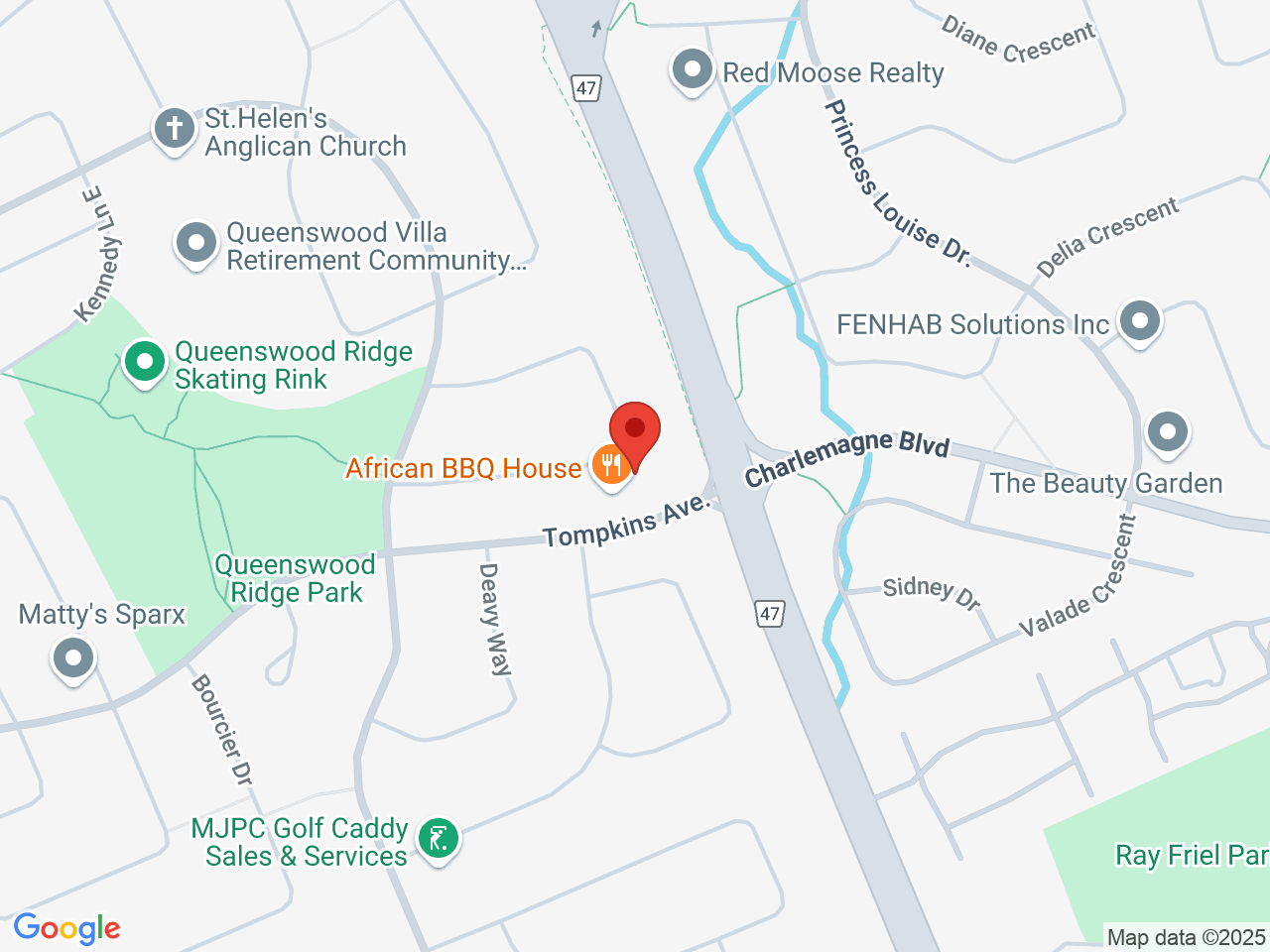 Street map for Pakalolo, 385 Tompkins Ave, Orleans ON