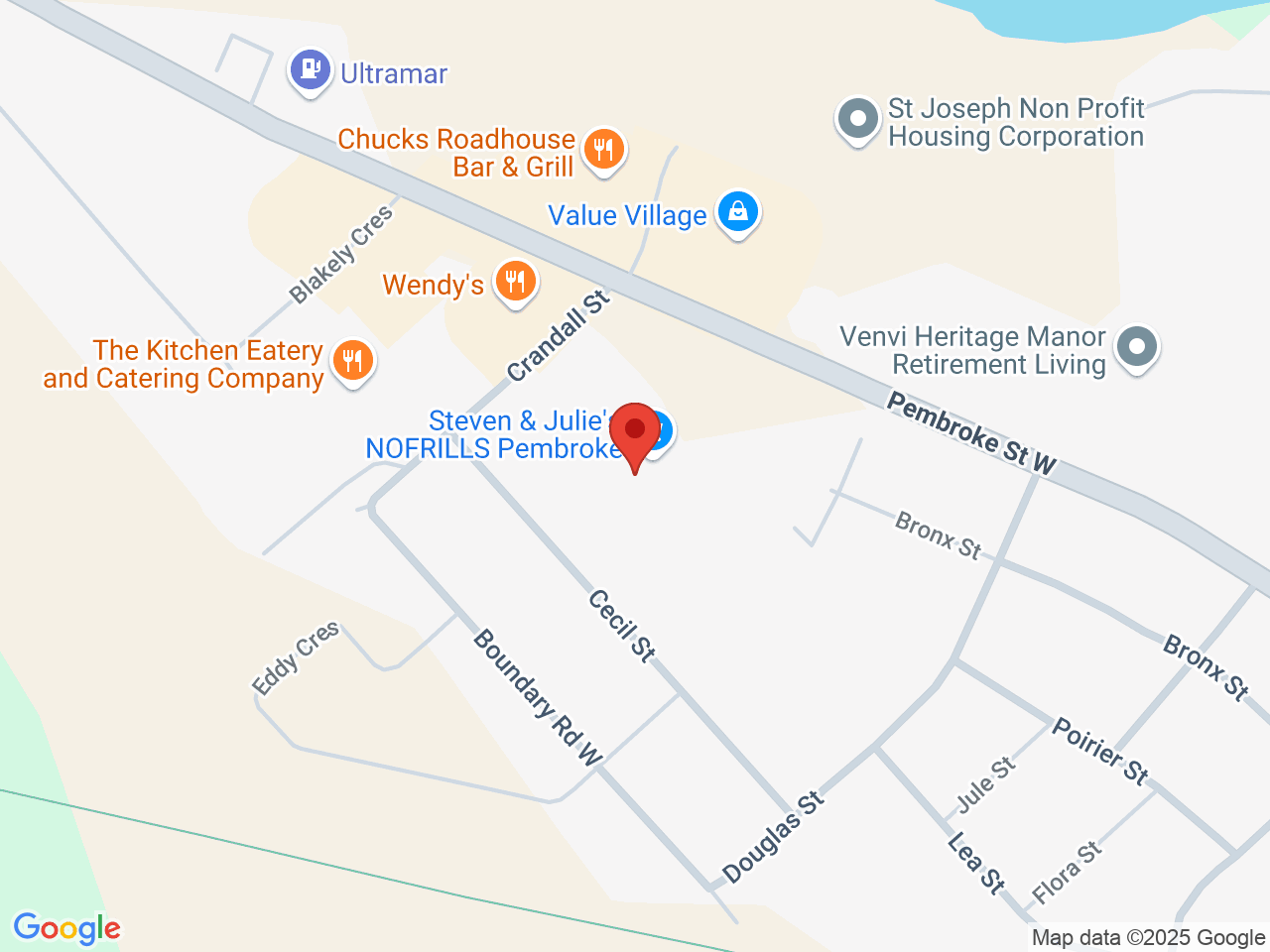 Street map for Paradise Cannabis, 1200 Pembroke St W unit 180, Pembroke ON