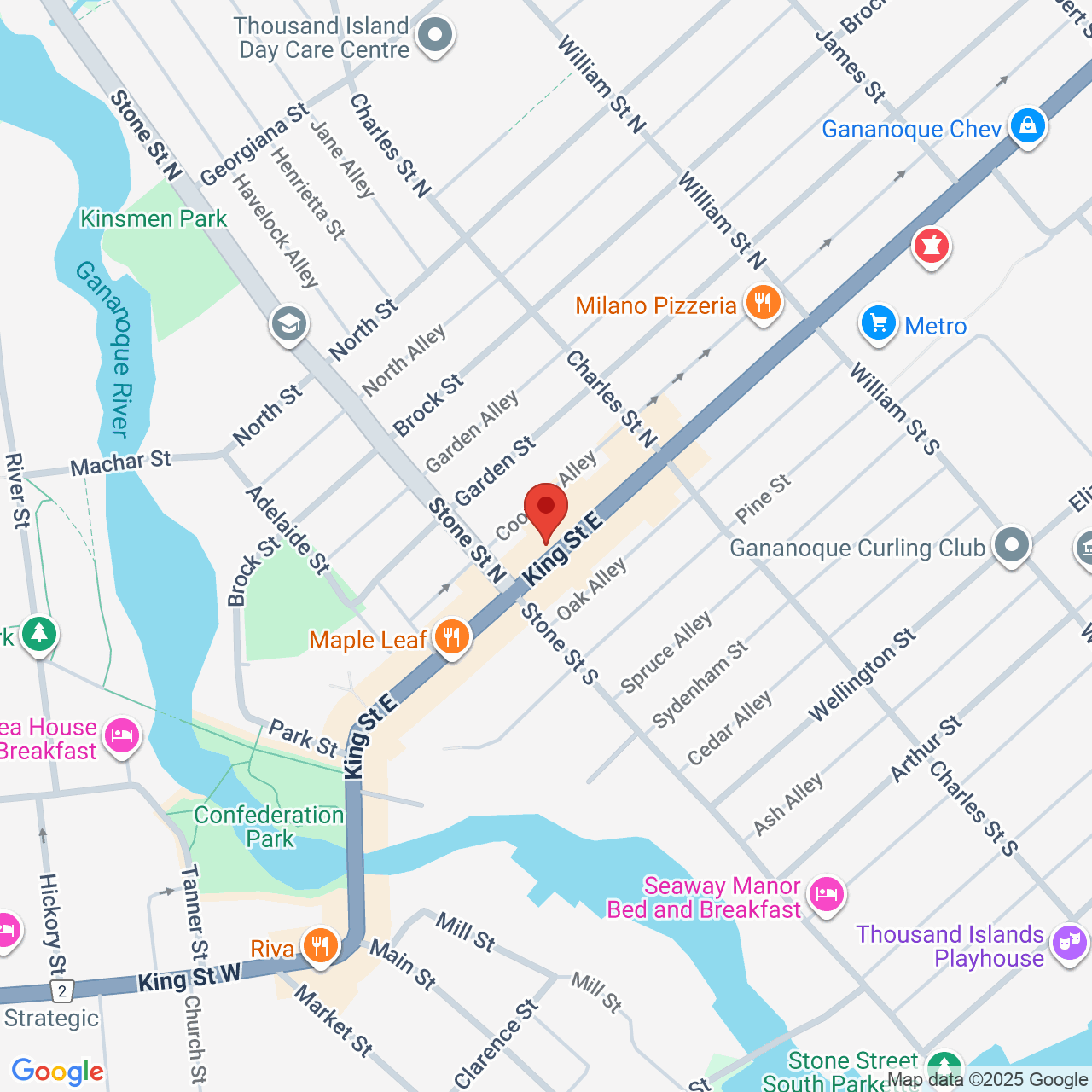 Street map for Cannazonia Cannabis, 191 King St E, Gananoque ON