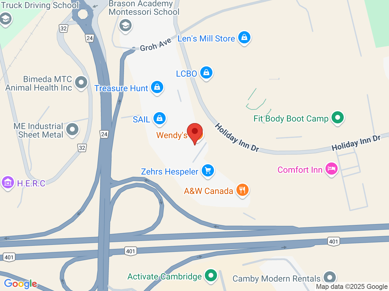 Street map for Value Buds, 150 Holiday Inn Dr #111, Cambridge ON